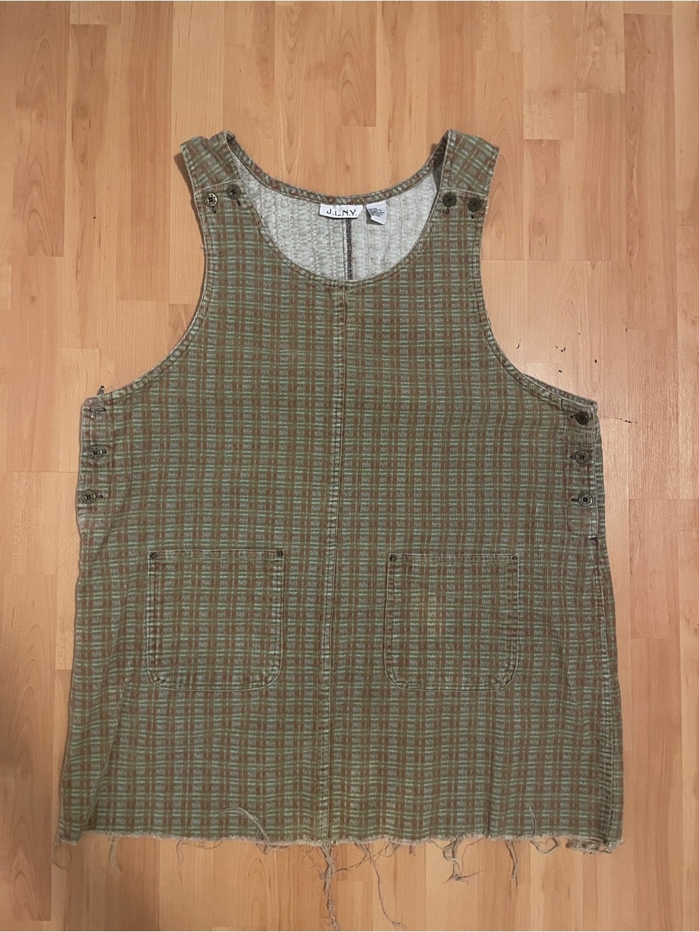 Green and rust plaid corduroy jumper 2XL vintage